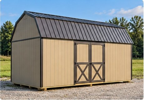 Illustration of 10 × 20 Portable Barn, Barn roof · Side double doors